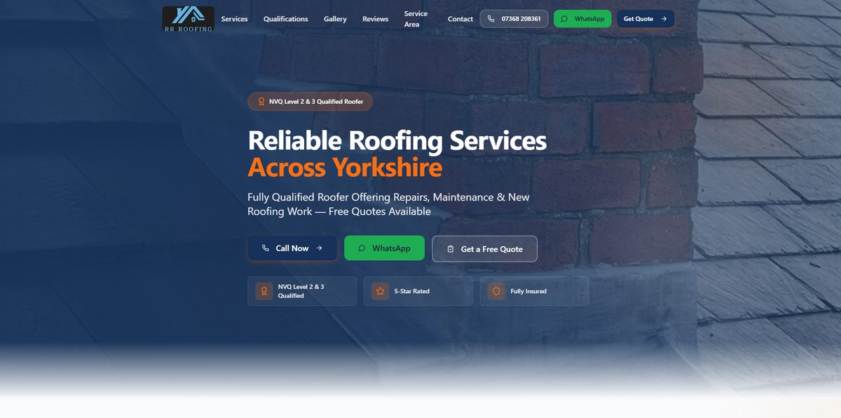 RR Roofing website